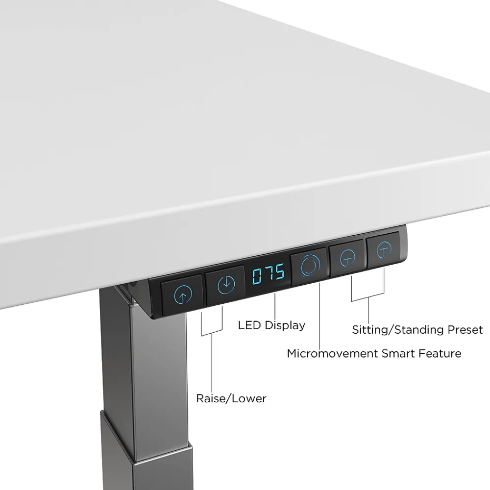 Standing Desks*Union & Scale ™ 55"W Electric Rectangular Adjustable Standing Desk with Micro Movements, White (UN62092)
