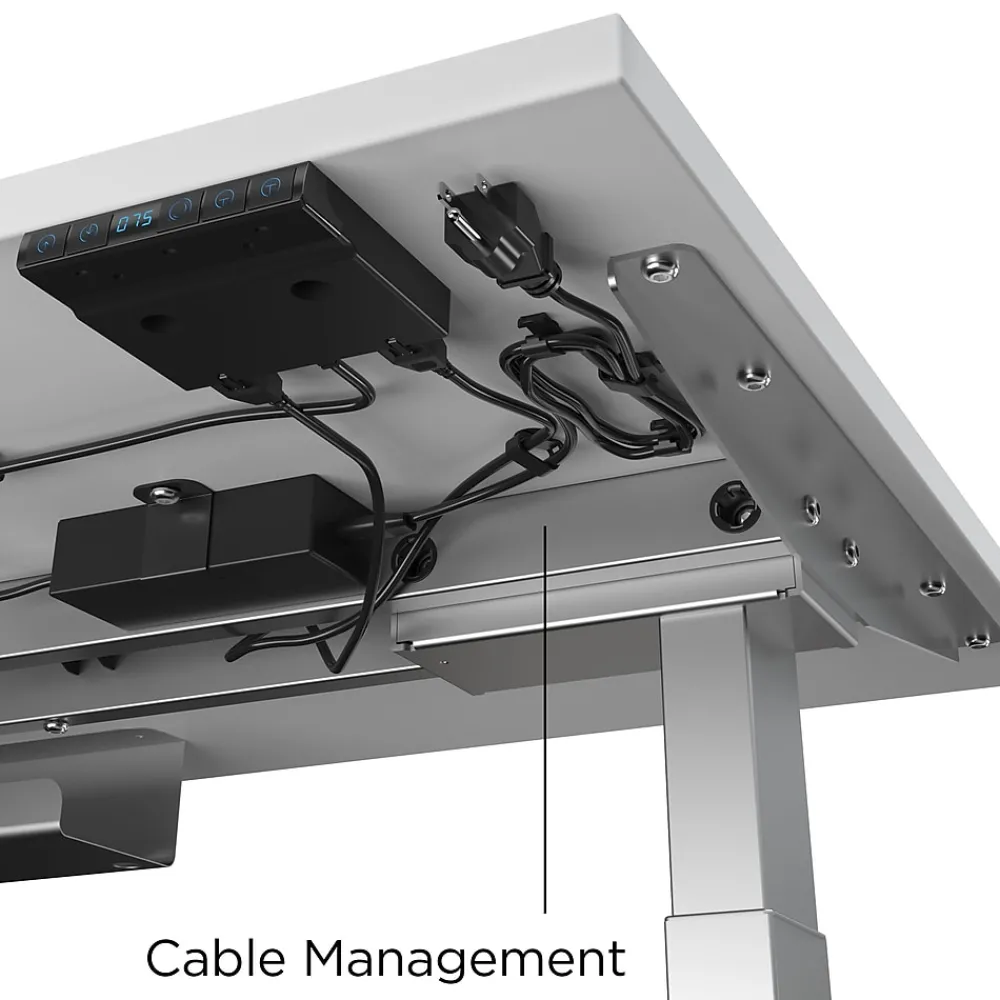 Standing Desks*Union & Scale ™ 55"W Electric Rectangular Adjustable Standing Desk with Micro Movements, White (UN62092)