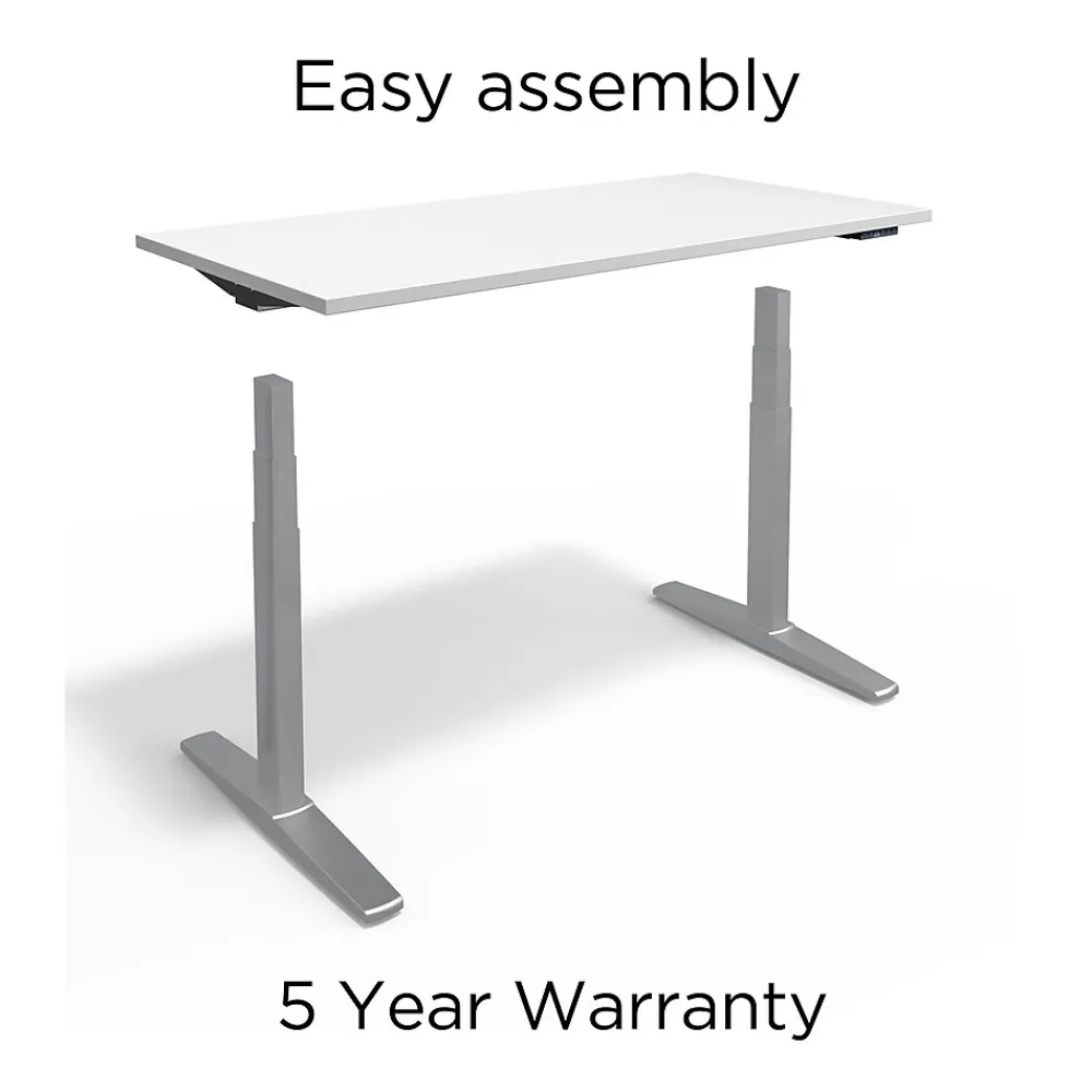 Standing Desks*Union & Scale ™ 55"W Electric Rectangular Adjustable Standing Desk with Micro Movements, White (UN62092)