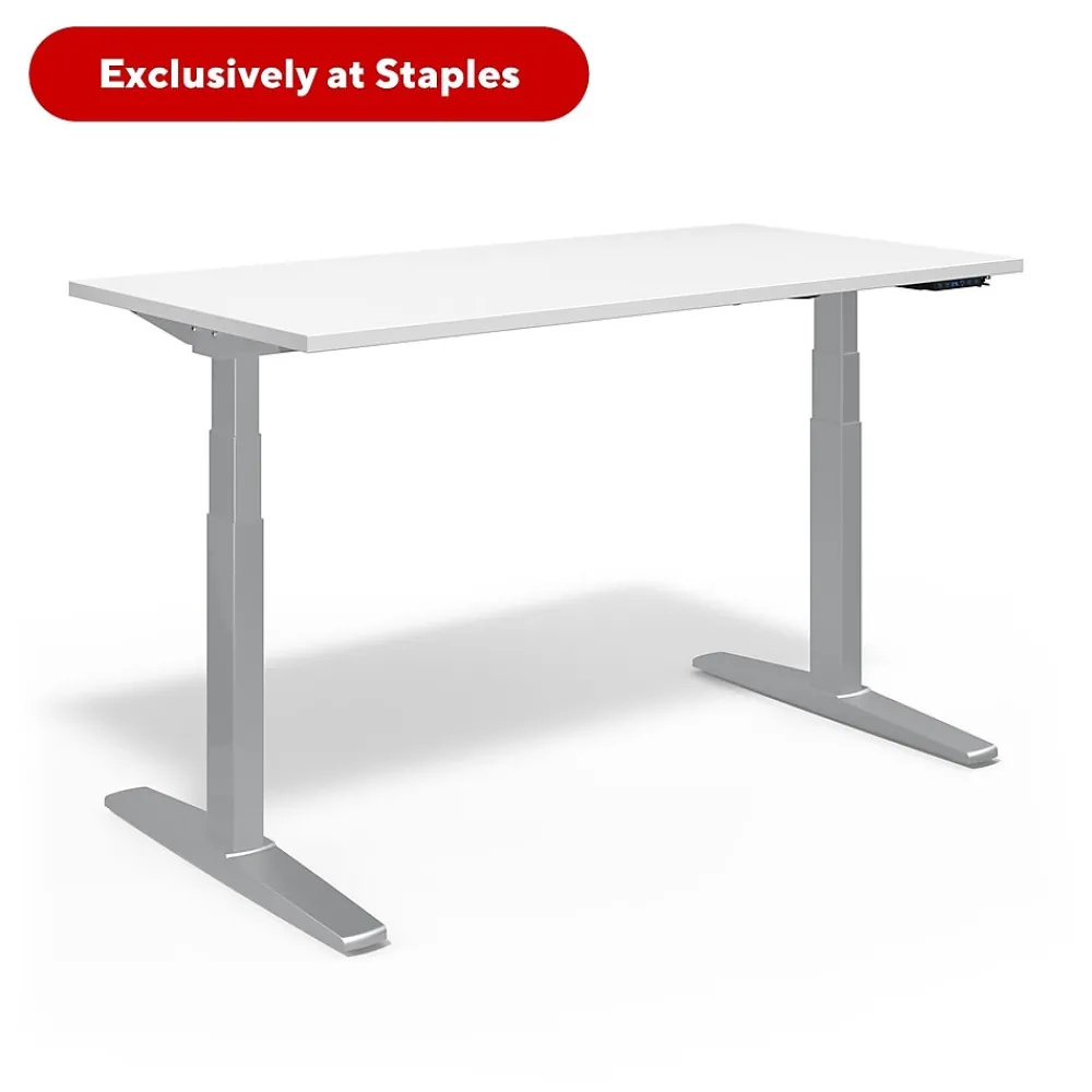 Standing Desks*Union & Scale ™ 55"W Electric Rectangular Adjustable Standing Desk with Micro Movements, White (UN62092)