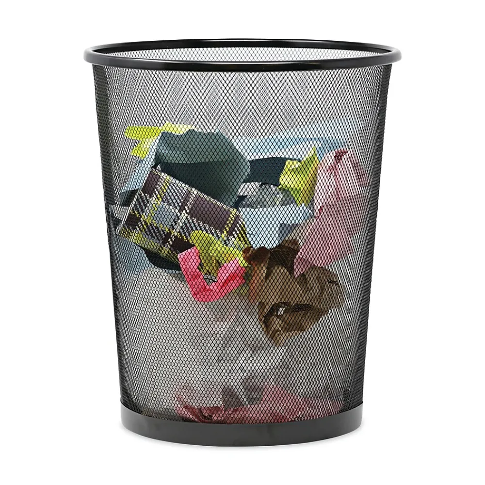 , Steel Mesh Trash Can with no Lid, Black, 4.5 gal. (UNV20008)<Universal Sale