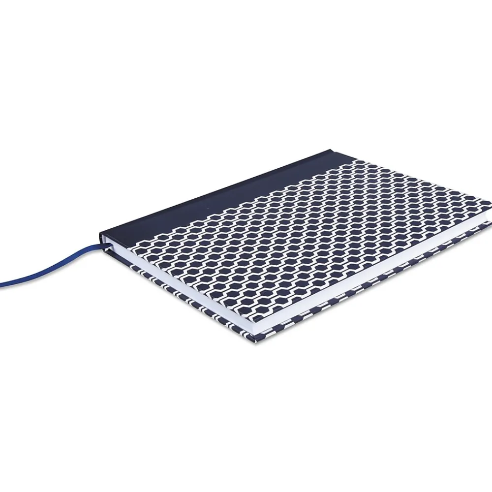 Subject Notebooks|Universal Casebound Hardcover Notebook, Dark Blue with Hexagon Pattern, 1-Subjects, 10 1/4 x 7 5/8, Each (66351)
