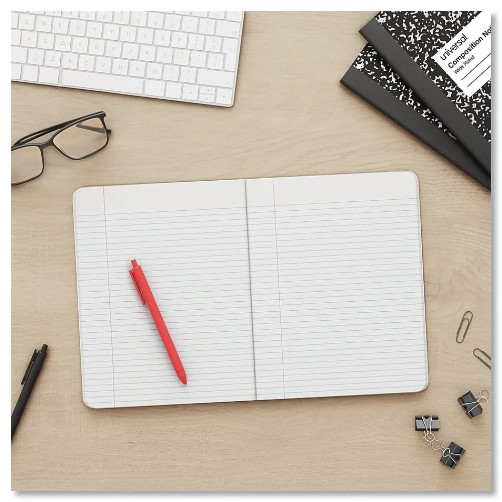 Composition Notebooks|Universal Composition Book, College Rule, 7 1/2 X 9 3/4, White, 100 Sheets, 6/pack