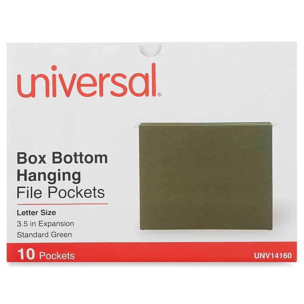 Hanging File Folders|Universal Reinforced Hanging File Frame, Letter Size, Green, 10/Box (UNV14160)