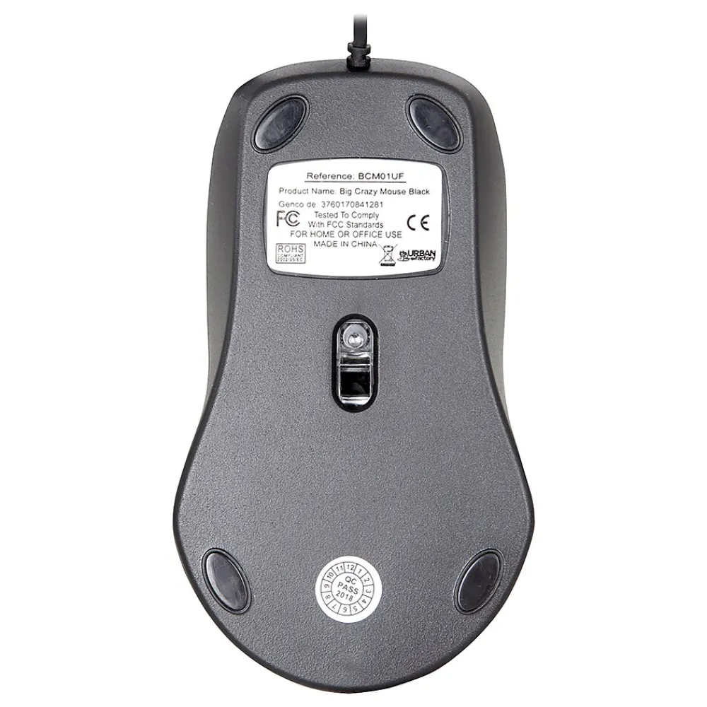 Sale Urban Factory BIG CRAZY Wired Ambidextrous Optical USB Mouse, Black (BCM01UF)