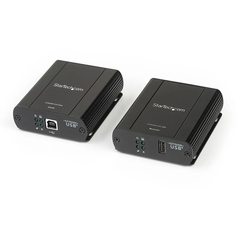 StarTech USB 2.0 Extender over Cat5e or Cat6 Ethernet Cable - 330ft/100m USB 2.0 Extender Adapter Kit w/ ESD & Metal Case - Powered