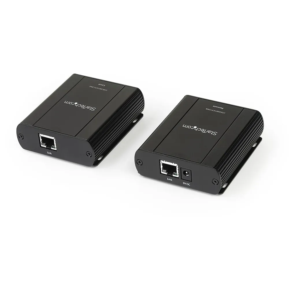 StarTech USB 2.0 Extender over Cat5e or Cat6 Ethernet Cable - 330ft/100m USB 2.0 Extender Adapter Kit w/ ESD & Metal Case - Powered