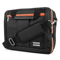 Laptop Briefcase, Black/Orange Nylon (PT_NBKLEA294_17)<Vangoddy Outlet