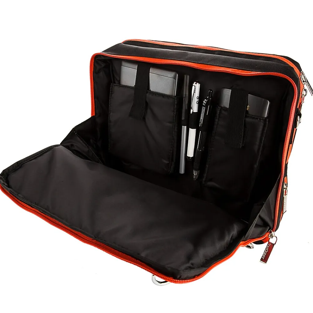 Laptop Messenger, Black/Orange Nylon (PT_NBKLEA274_17)<Vangoddy Clearance