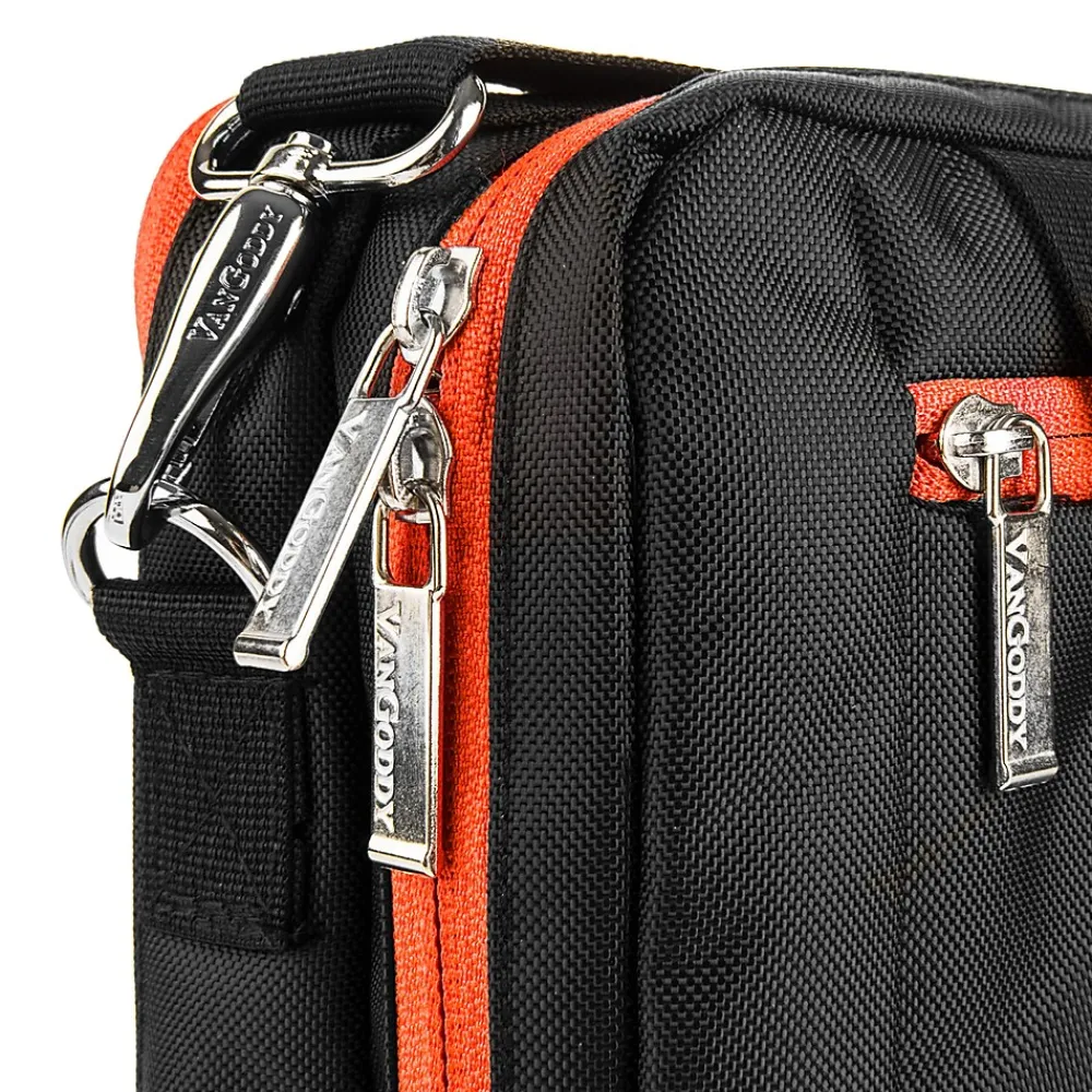 Laptop Messenger, Black/Orange Nylon (PT_NBKLEA274_17)<Vangoddy Clearance