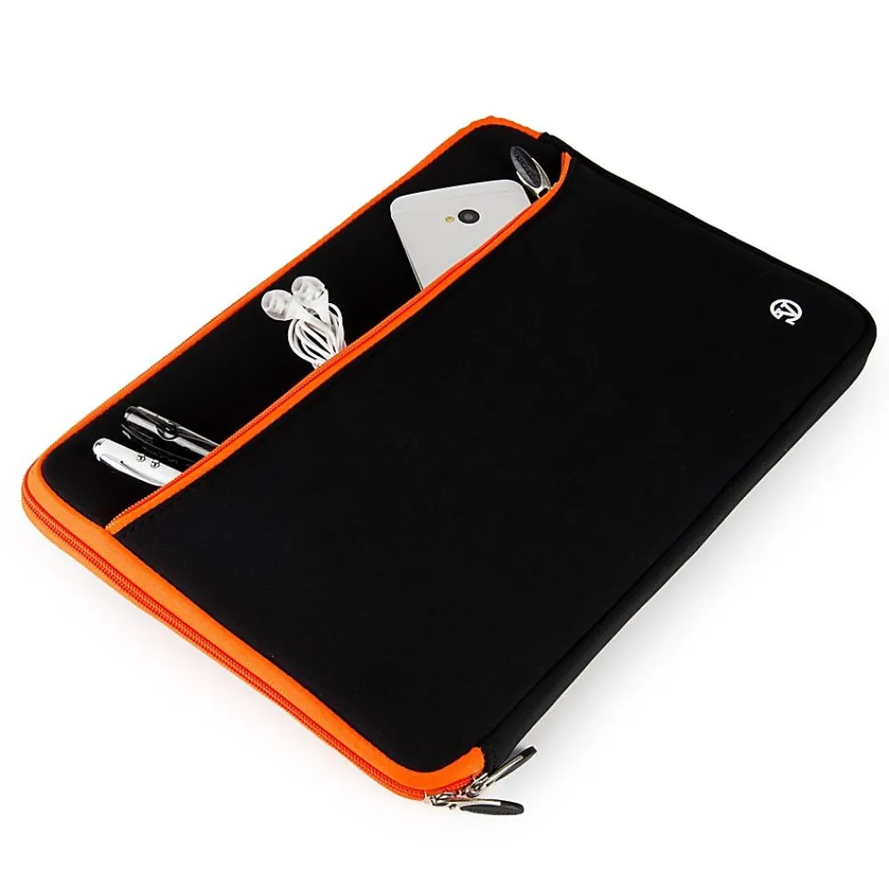 Neoprene Laptop Carrying Sleeve Fits up to 13" Laptops (Black with Orange Trim)<Vangoddy Hot