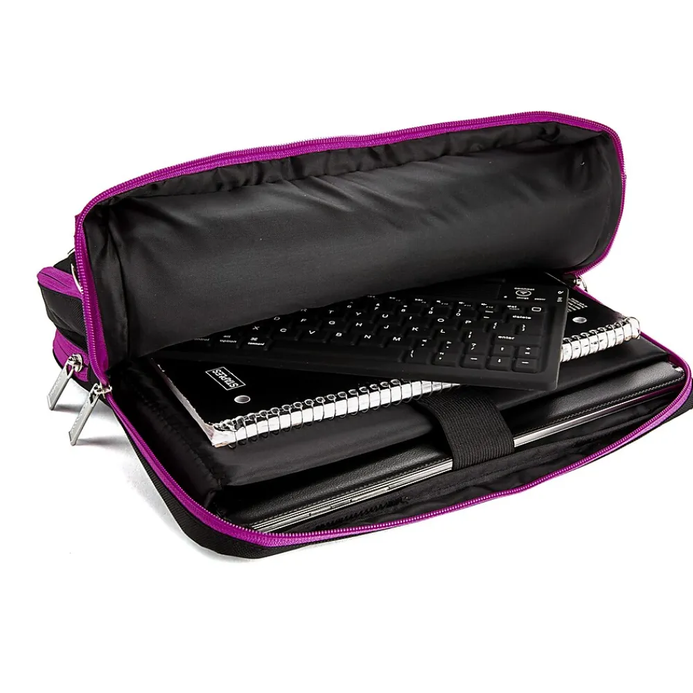 Nylon Backpack Messenger Shoulder Bag Case for 11 to 12 Inch Laptop, Black Purple (PT_NBKLEA275_17)<Vangoddy New