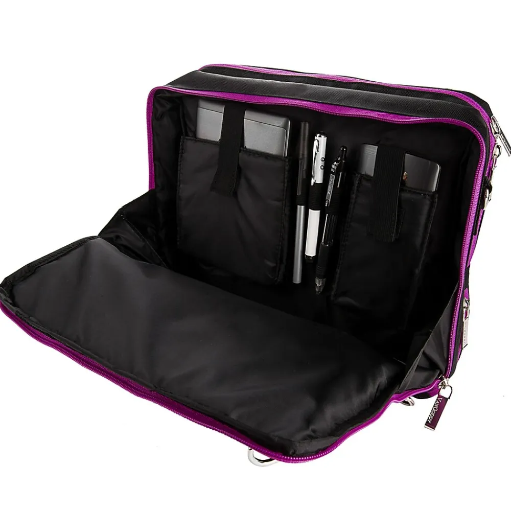 Nylon Backpack Messenger Shoulder Bag Case for 11 to 12 Inch Laptop, Black Purple (PT_NBKLEA275_17)<Vangoddy New