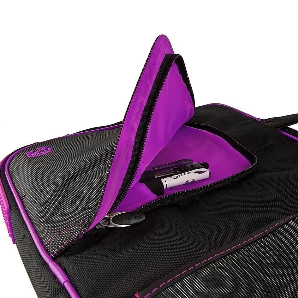 Pindar Laptop Sleeve Messenger Shoulder Bag Fits up to 15" Laptops - Large (Black and Purple)<Vangoddy Discount