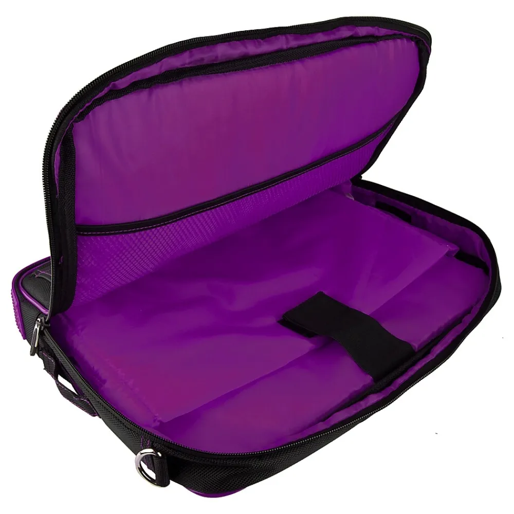 SumacLife 14" Business Messenger Briefcase Laptop Case, Black Purple (PT_NBKLEA737_W1)<Vangoddy Hot