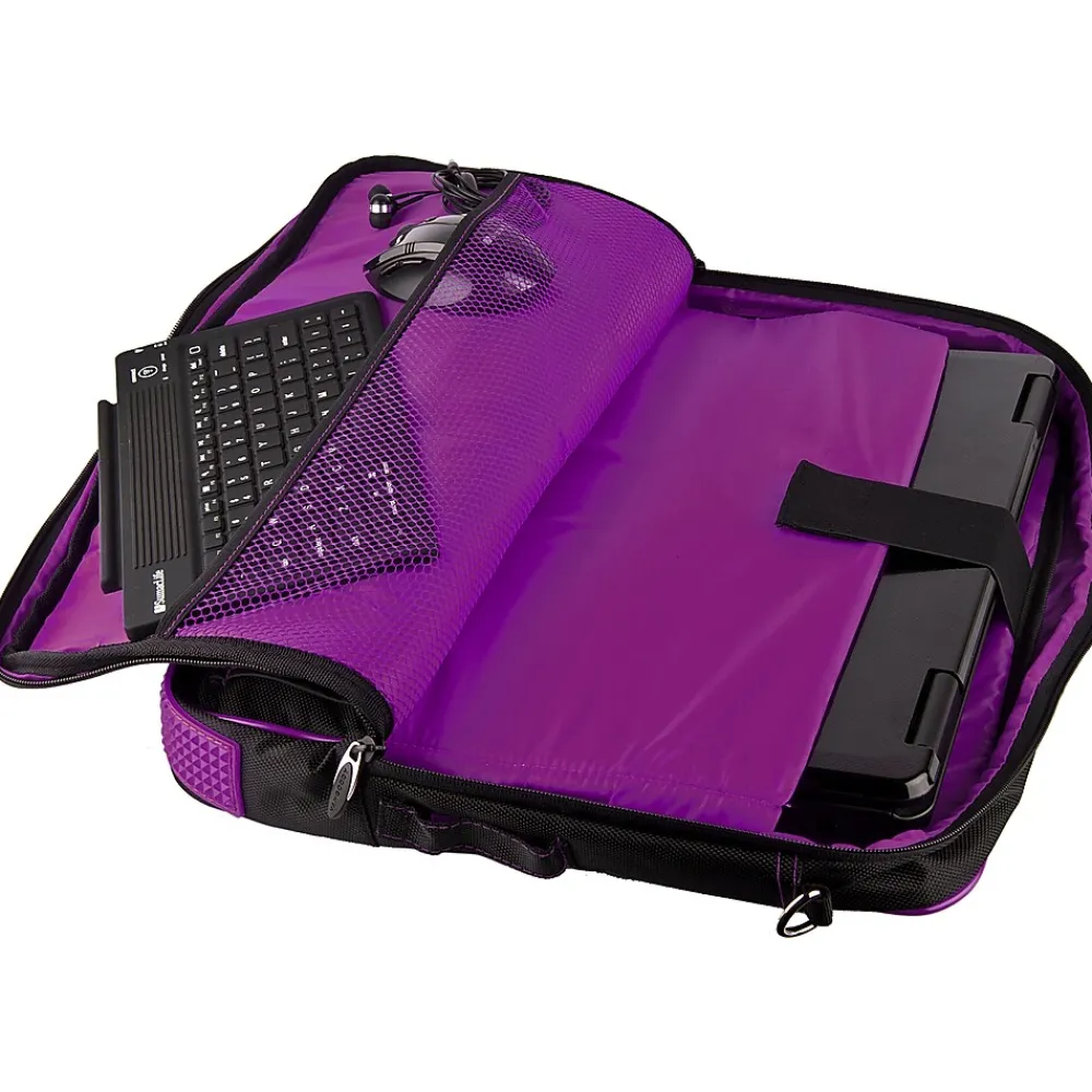 SumacLife 14" Business Messenger Briefcase Laptop Case, Black Purple (PT_NBKLEA737_W1)<Vangoddy Hot
