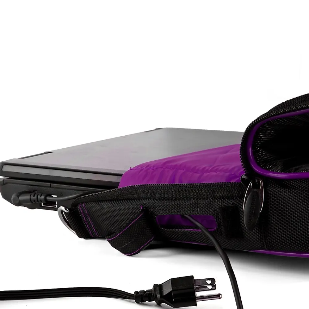 SumacLife 14" Business Messenger Briefcase Laptop Case, Black Purple (PT_NBKLEA737_W1)<Vangoddy Hot