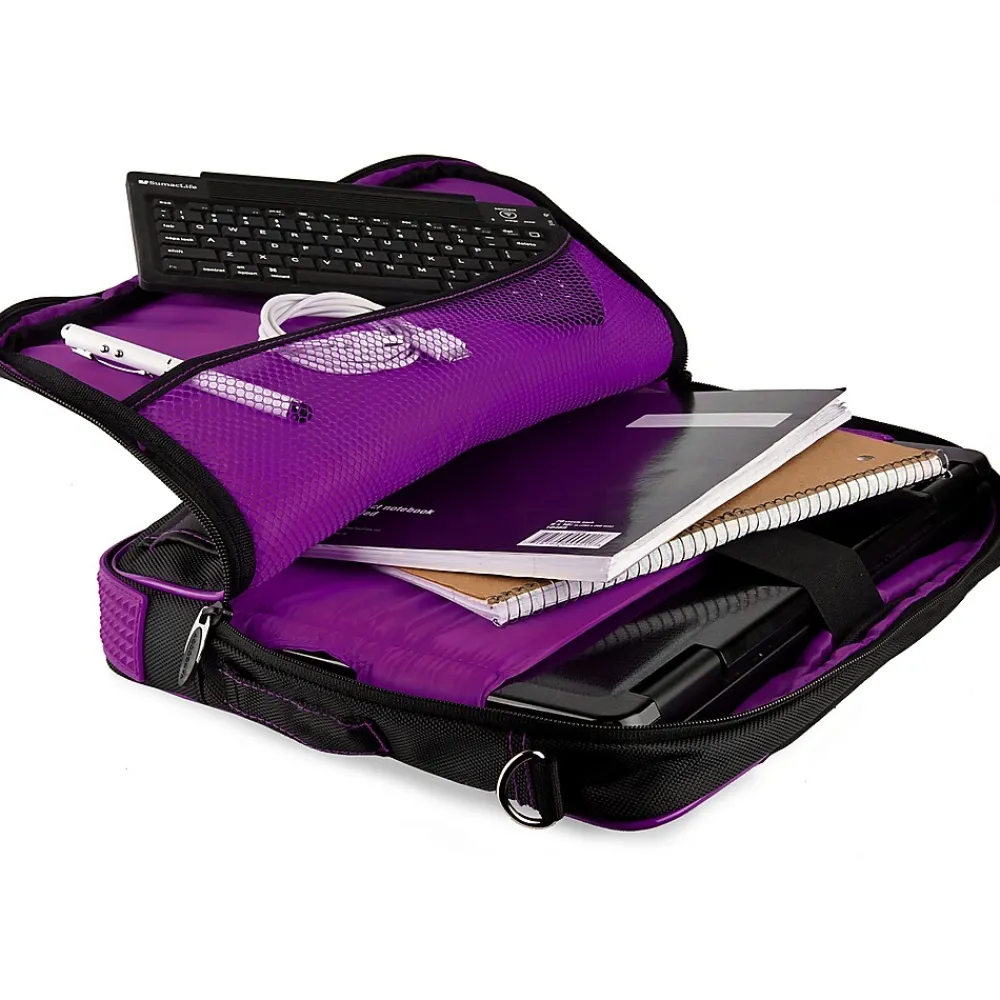 SumacLife 14" Business Messenger Briefcase Laptop Case, Black Purple (PT_NBKLEA737_W1)<Vangoddy Hot