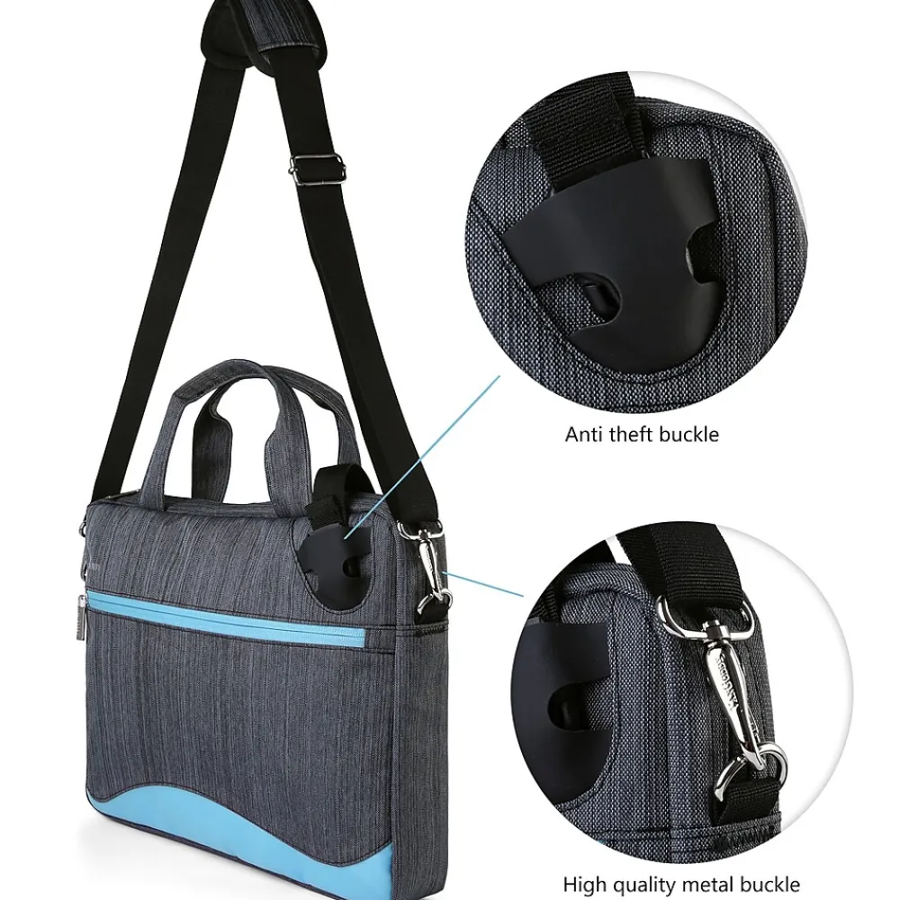 Wave 13" Laptop Messenger Bag, Sky Blue Nylon (NBKLEA605)<Vangoddy New