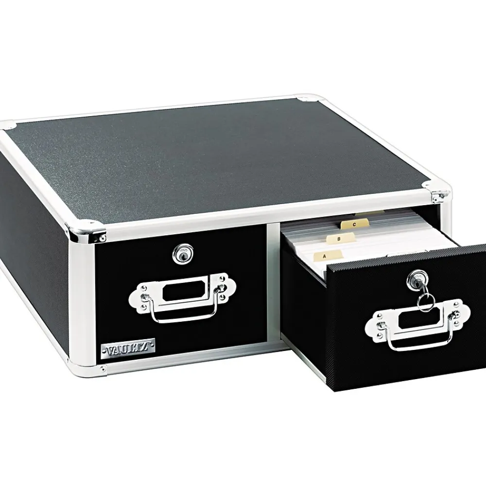 Index Cards*Vaultz ® Locking 4x6 Index Card Cabinet, Double Drawer, Black