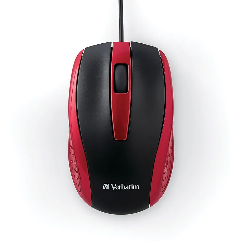 Best Verbatim 99742 Corded Notebook Optical Wireless Laser Mouse, Red