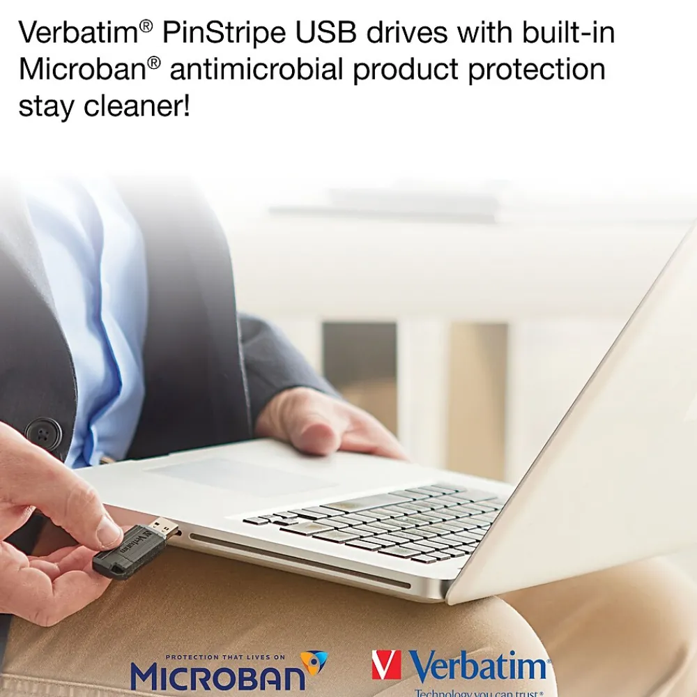 Clearance Verbatim PinStripe 16GB USB 2.0 Type A Flash Drive, Blue/Green (99149)