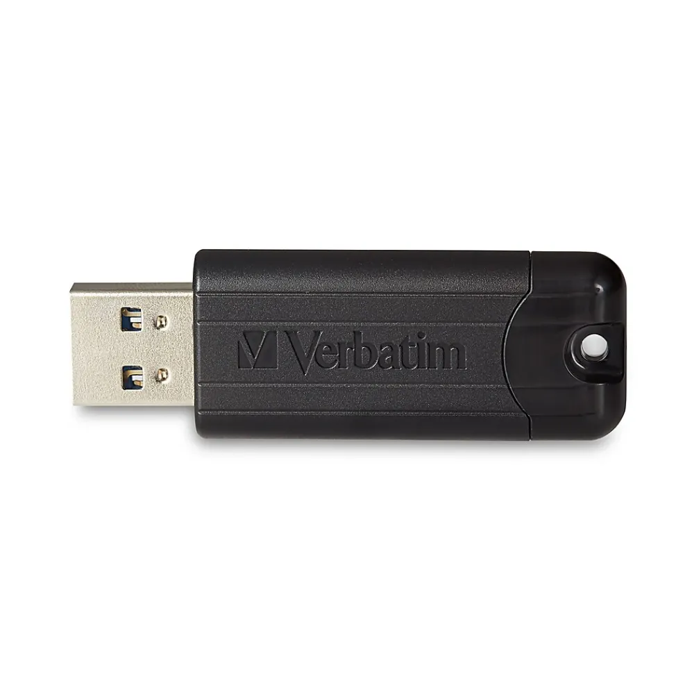 Online Verbatim PinStripe 32GB USB 3.2 Type A Flash Drive, Black (49317)