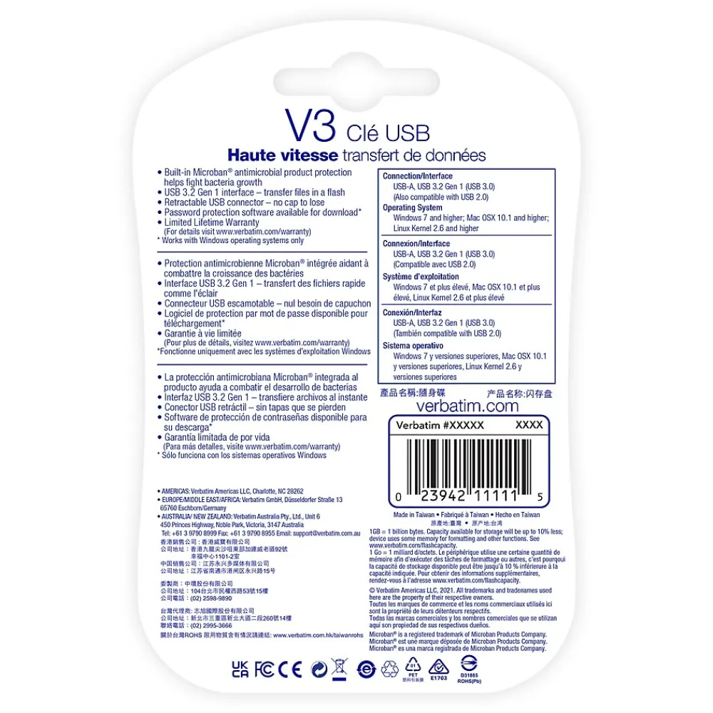 Sale Verbatim Store 'n' Go V3 8GB USB 3.2 Type A Flash Drive, Black/Gray (49171)