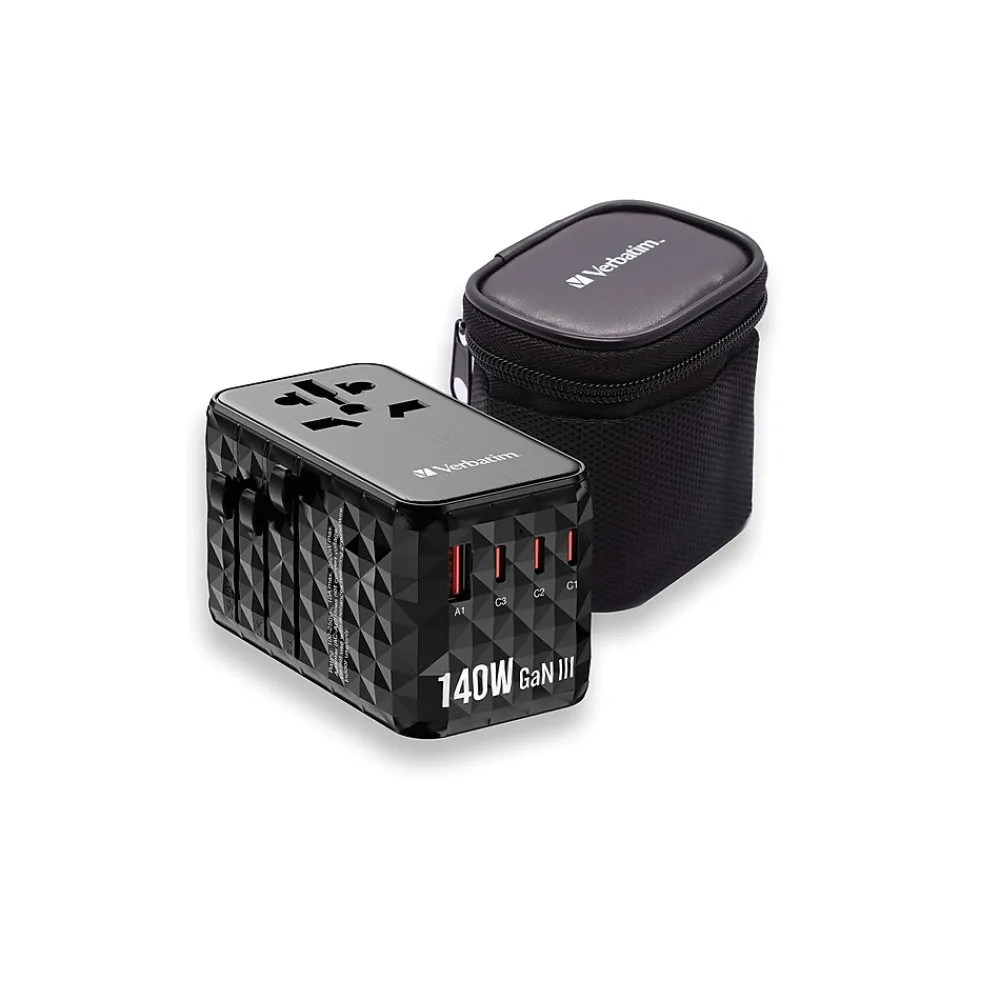 UTA-10 GaN III Universal Travel Adapter 140W – USB-C, USB-A<Verbatim Hot