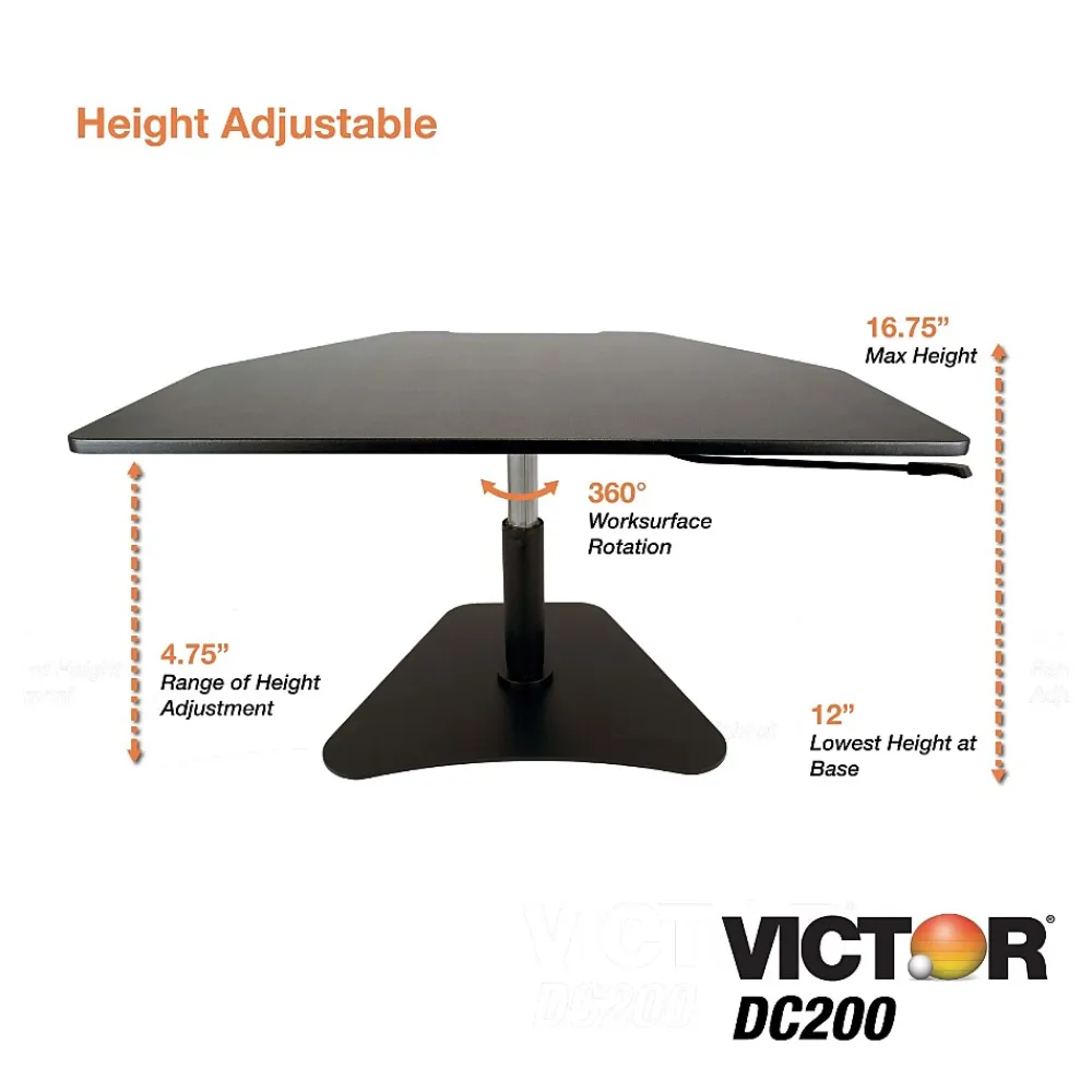 New Victor Technology High Rise Adjustable Standing Desk Converter, 28" W, Laminate Wood (DC200)
