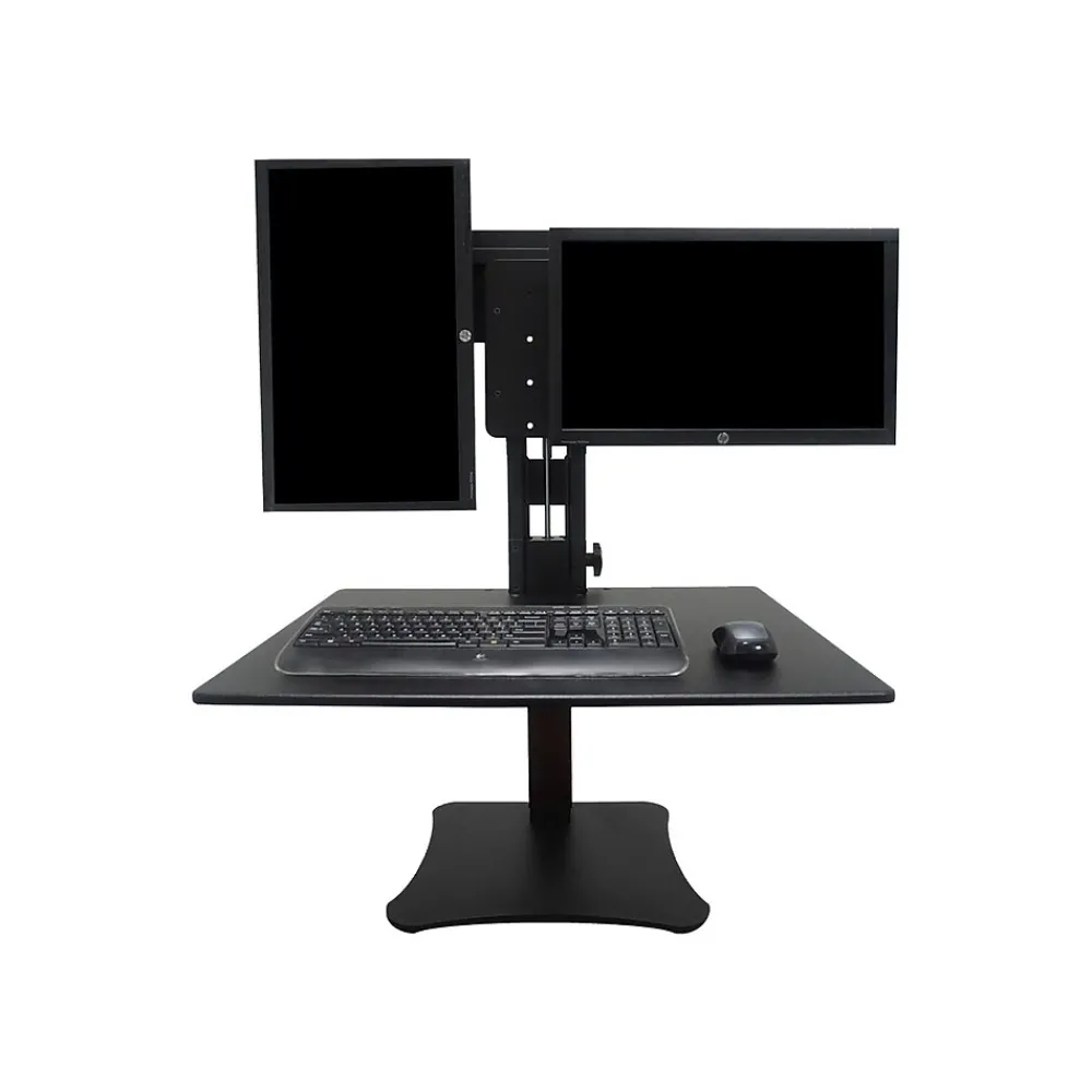 Discount Victor Technology High Rise™ Manual Dual Monitor Standing Desk, 28" W, Laminate Wood (DC350)