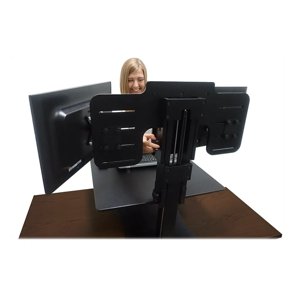 Discount Victor Technology High Rise™ Manual Dual Monitor Standing Desk, 28" W, Laminate Wood (DC350)