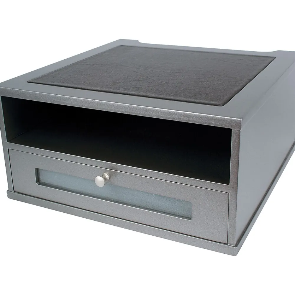 Hot Victor Technology Wood Monitor Riser, (S1175) Classic Silver