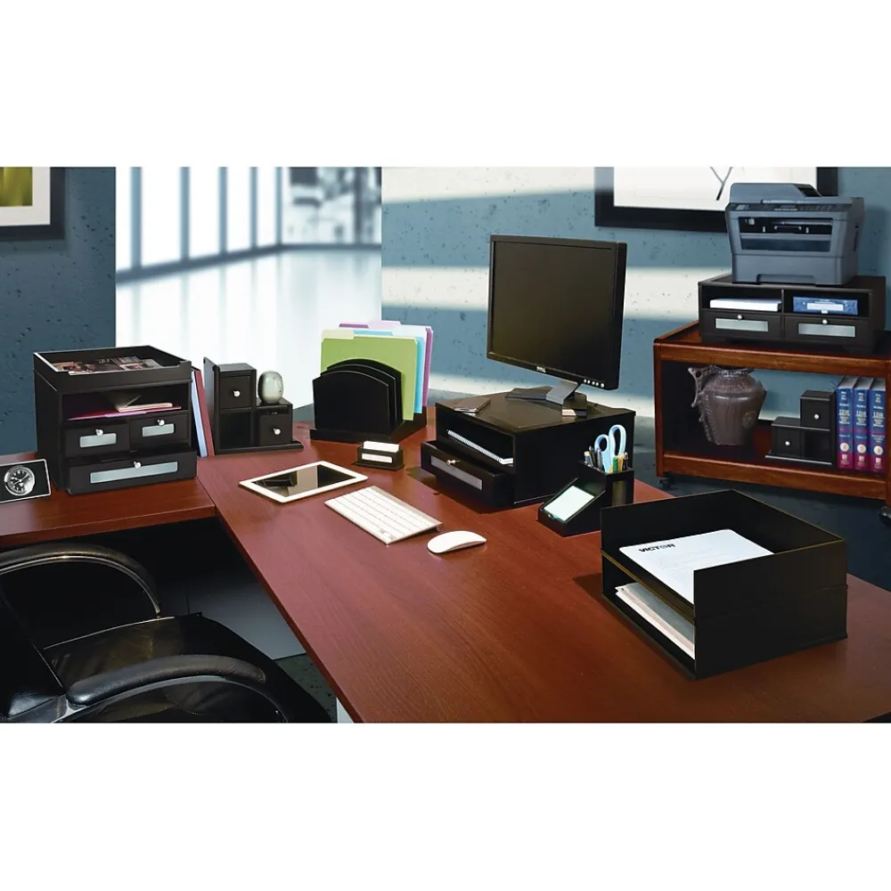 Discount Victor Technology Wooden Desktop Monitor Riser, Midnight Black (1175-5)
