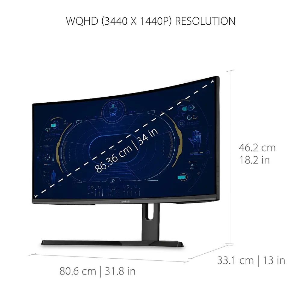 Clearance ViewSonic 34" Curved 144 Hz LCD Gaming Monitor, Black (VX3418-2KPC)