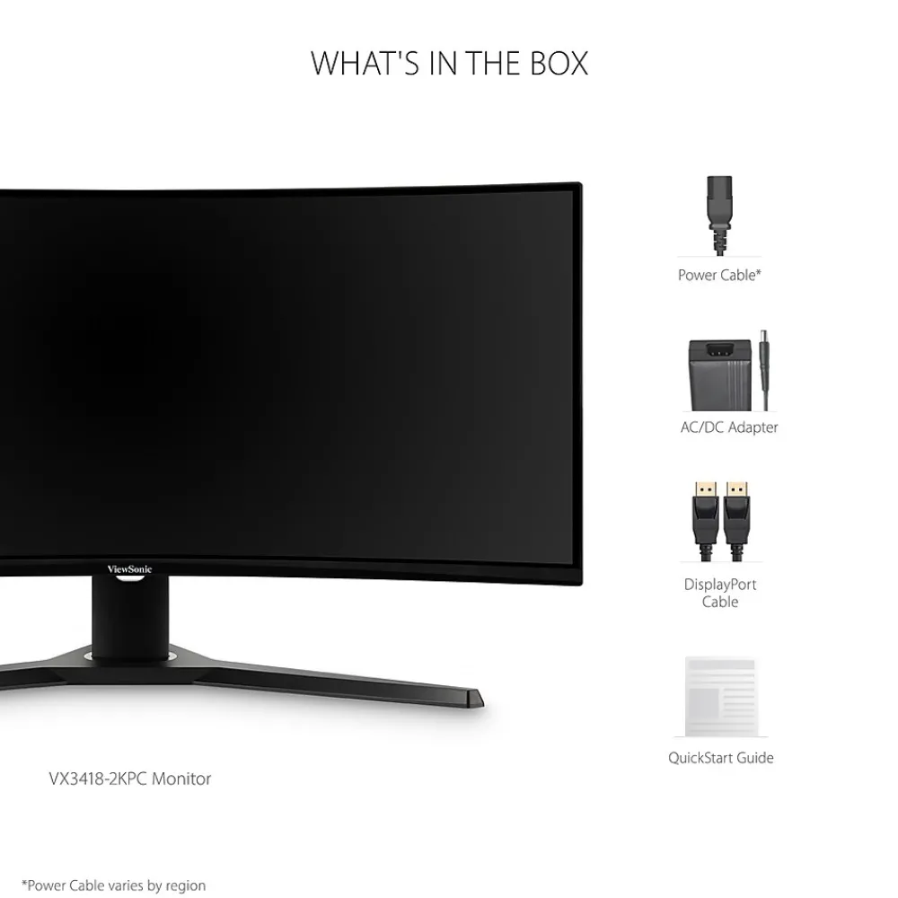 Clearance ViewSonic 34" Curved 144 Hz LCD Gaming Monitor, Black (VX3418-2KPC)