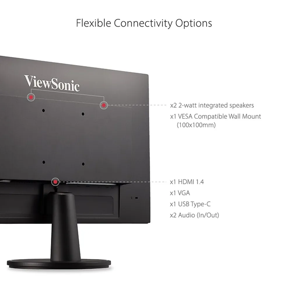 Discount ViewSonic 24" 100 Hz LED USB-C Monitor, Black (VA2447-MHU)