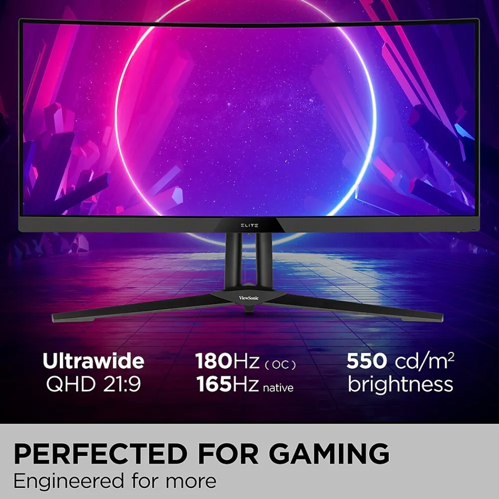 Discount ViewSonic 34" Curved 165Hz LED Gaming Monitor, Black (XG340C-2K)