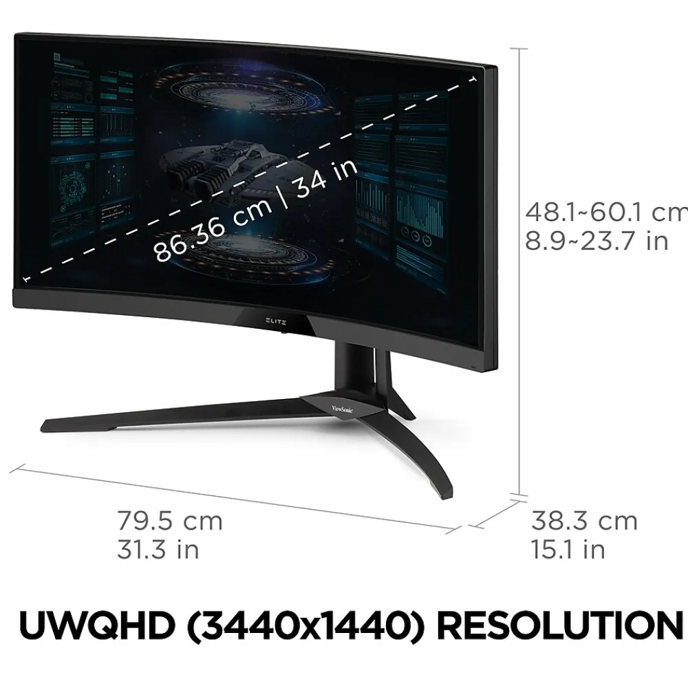 Discount ViewSonic 34" Curved 165Hz LED Gaming Monitor, Black (XG340C-2K)