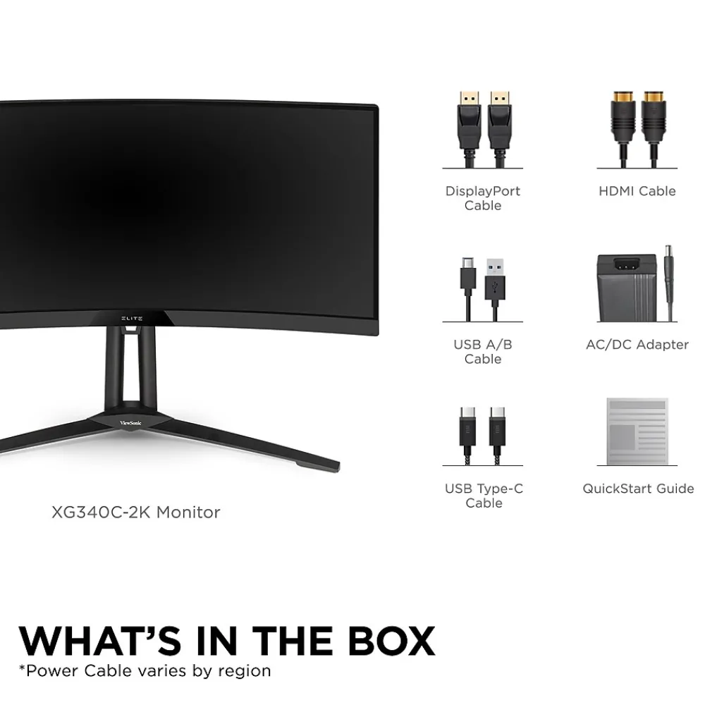 Discount ViewSonic 34" Curved 165Hz LED Gaming Monitor, Black (XG340C-2K)