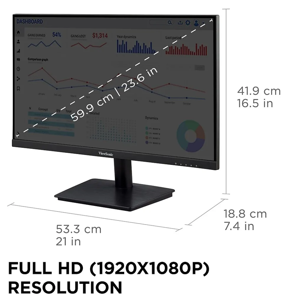 Online ViewSonic 24" 75Hz LCD Monitor, Black (VA2409M)