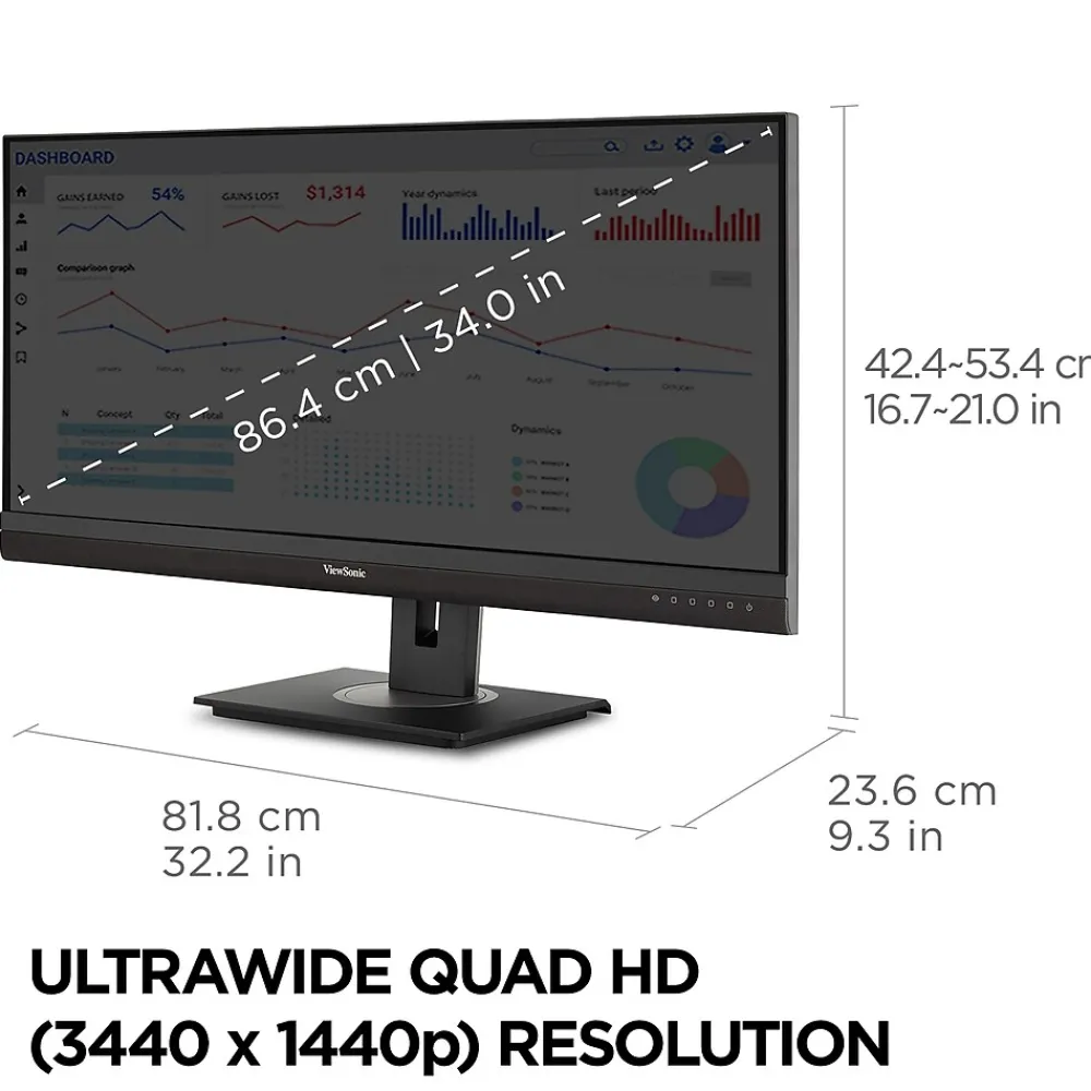 Discount ViewSonic 34" 100Hz LCD Monitor, Black (VG3456A)