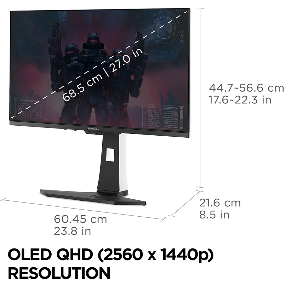 ViewSonic 26.5" 240Hz LED Gaming Monitor, White (XG272-2K-OLED)