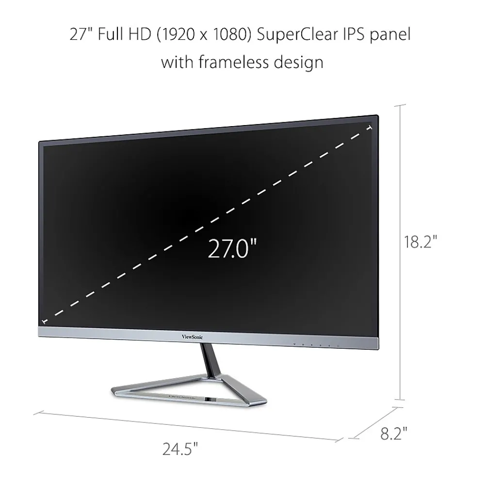 Discount ViewSonic 27" 100Hz LED Monitor, Black/Silver (VX2776-SMHD)