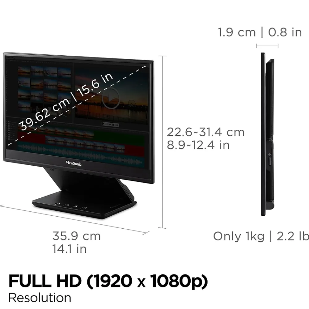 ViewSonic 16" 60Hz LED Monitor, Black (VP16-OLED)