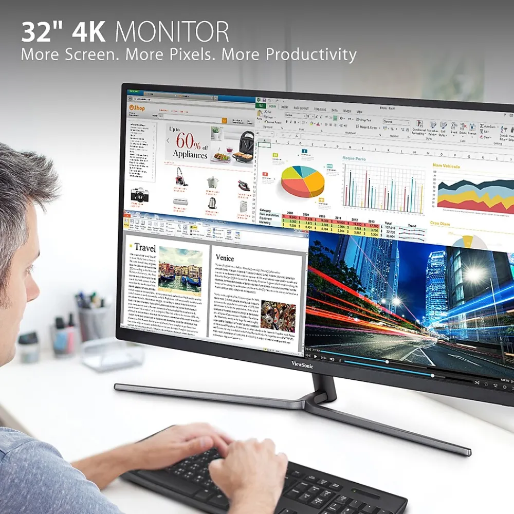 Outlet ViewSonic 32" 4K Ultra HD 60Hz LCD Monitor, Black (VX3211-4K-MHD)