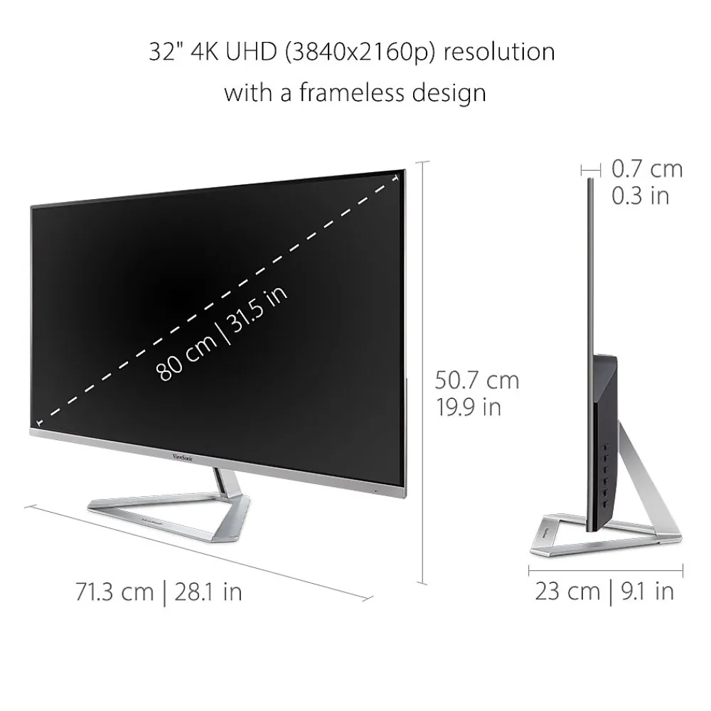 Outlet ViewSonic 32" 4K Ultra HD 60Hz LCD Monitor, Silver (VX3276-4K-MHD)