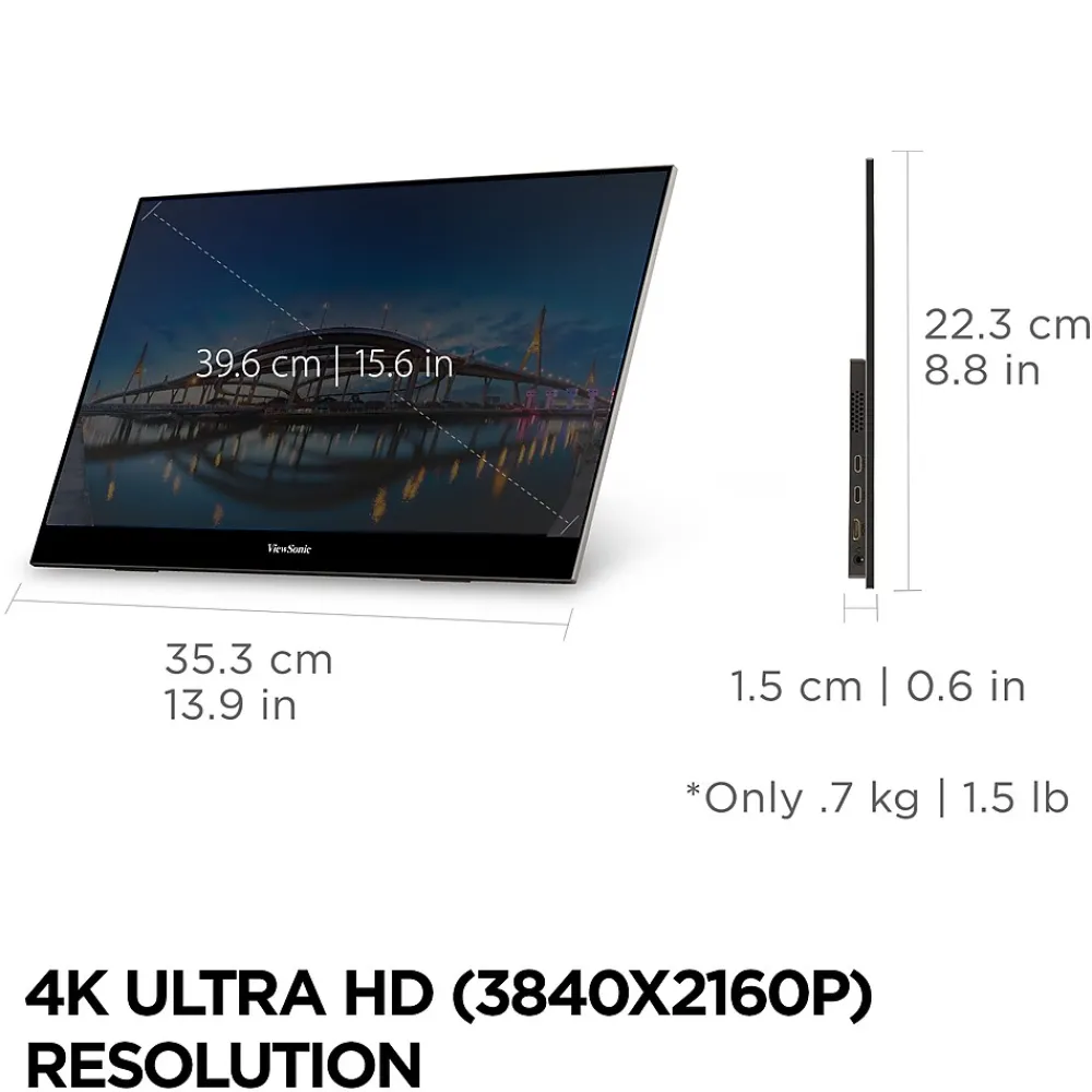 Best ViewSonic 15.6" 4K Ultra HD 60Hz LED Monitor, Black (VX1655-4K-OLED)