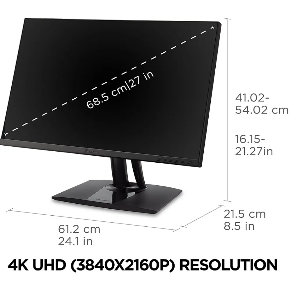 Online ViewSonic 27" 4K Ultra HD 60Hz LED Monitor, Black (VP275-4K)