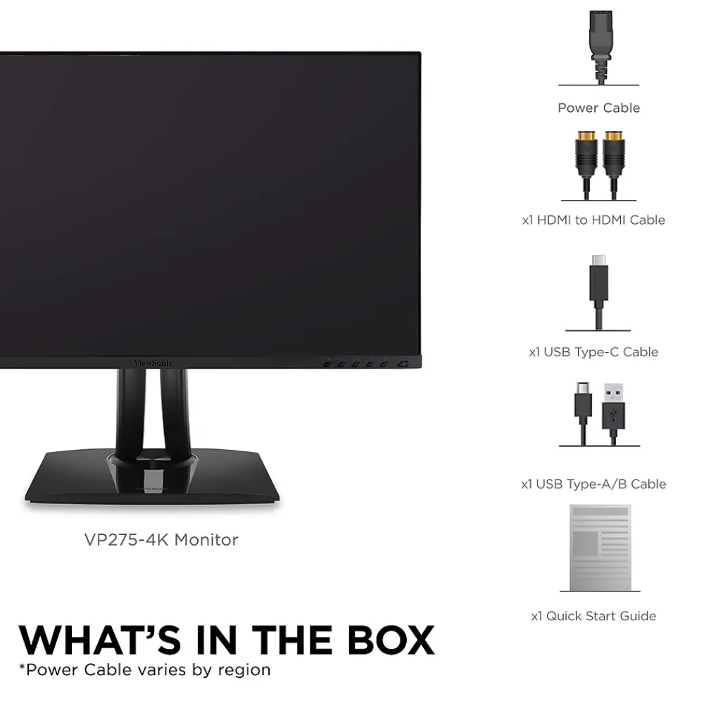 Online ViewSonic 27" 4K Ultra HD 60Hz LED Monitor, Black (VP275-4K)